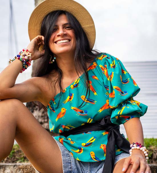 Blusa pajaros_3 Blusa Cuello bandeja