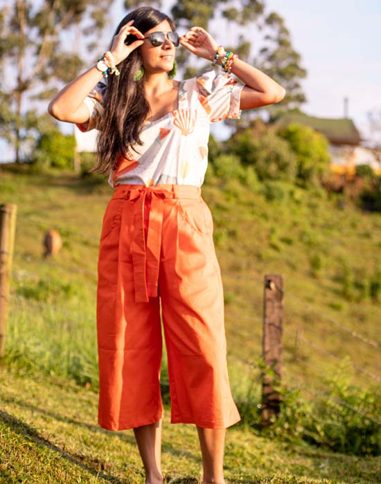 Pantalón Culotte Naranja 2 Pantalón Culotte